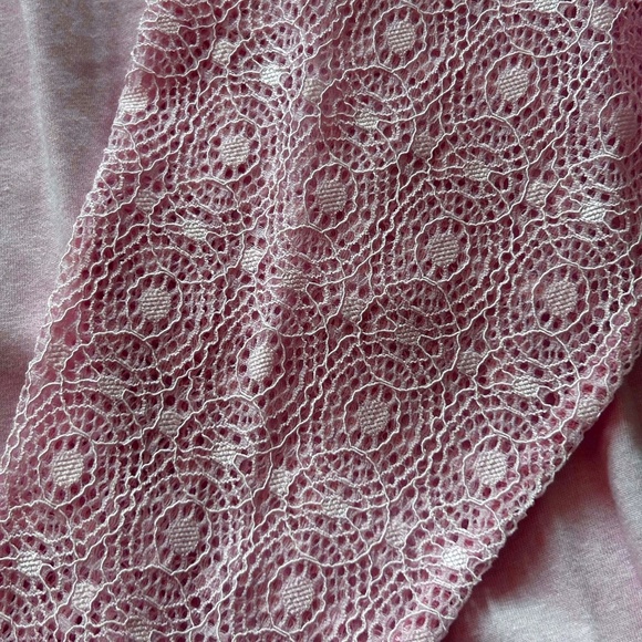 TOP, SHEER LACE SLEEVES, PEACHSKIN, SIZE 4X, JERSEY BODY, ADDITION ELLE, - Picture 3 of 9